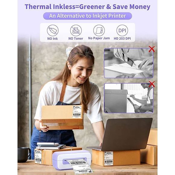 Phomemo Purple Thermal Label Printer Small Business High Speed 4x6 Shipping L - Picture 3 of 7